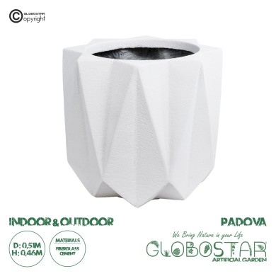 GloboStar® Artificial Garden PADOVA 20741 Επιδαπέδιο Πολυεστερικό Τσιμεντένιο Κασπώ Γλάστρα - Flower Pot Λευκό Φ51 x Υ46cm