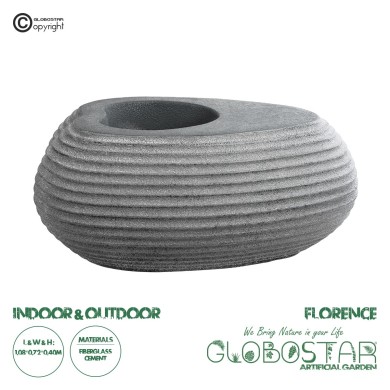 GloboStar® Artificial Garden FLORENCE 20750 Επιδαπέδιο Πολυεστερικό Τσιμεντένιο Κασπώ Γλάστρα - Flower Pot Γκρι Μ108 x Π72 x Υ40cm