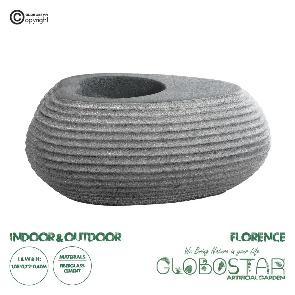 GloboStar® Artificial Garden FLORENCE 20750 Επιδαπέδιο Πολυεστερικό Τσιμεντένιο Κασπώ Γλάστρα - Flower Pot Γκρι Μ108 x Π72 x Υ40cm