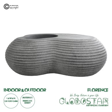 GloboStar® Artificial Garden FLORENCE 20751 Επιδαπέδιο Πολυεστερικό Τσιμεντένιο Κασπώ Γλάστρα - Flower Pot Γκρι Μ130 x Π90 x Υ48cm
