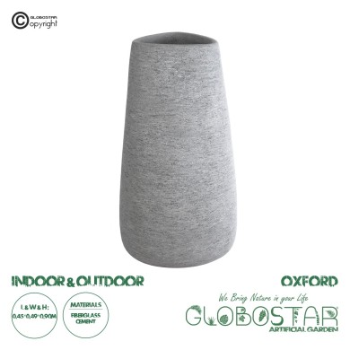 GloboStar® Artificial Garden OXFORD 20795 Επιδαπέδιο Πολυεστερικό Τσιμεντένιο Κασπώ Γλάστρα - Flower Pot Γκρι Μ45 x Π49 x Υ90cm