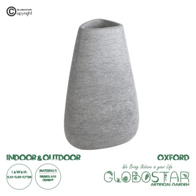 GloboStar® Artificial Garden OXFORD 20796 Επιδαπέδιο Πολυεστερικό Τσιμεντένιο Κασπώ Γλάστρα - Flower Pot Γκρι Μ45 x Π40 x Υ72cm