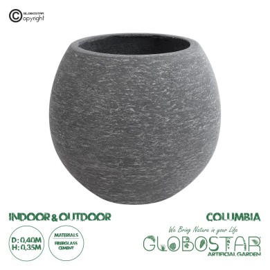 GloboStar® Artificial Garden COLUMBIA 20797 Επιδαπέδιο Πολυεστερικό Τσιμεντένιο Κασπώ Γλάστρα - Flower Pot Γκρι Φ40 x Υ35cm