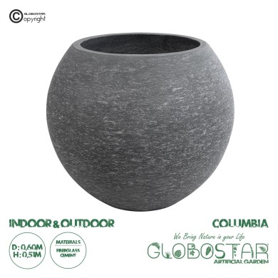 GloboStar® Artificial Garden COLUMBIA 20798 Επιδαπέδιο Πολυεστερικό Τσιμεντένιο Κασπώ Γλάστρα - Flower Pot Γκρι Φ60 x Υ51cm