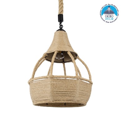 GLOBOSTAR® KUBRIC 01605 Boho Κρεμαστό Φωτιστικό Οροφής με Ντουί 1 x E27 AC 220-240V IP20 - Μπεζ - Μ30 x Π30 x Y40cm