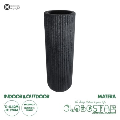 GloboStar® Artificial Garden MATERA 20733 Επιδαπέδιο Πολυεστερικό Τσιμεντένιο Κασπώ Γλάστρα - Flower Pot Μαύρο Φ42 x Υ120cm