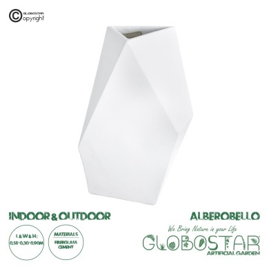 GloboStar® Artificial Garden ALBEROBELLO 20738 Επιδαπέδιο Πολυεστερικό Τσιμεντένιο Κασπώ Γλάστρα - Flower Pot Λευκό Μ58 x Π30 x Υ90cm