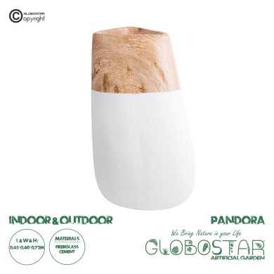 GloboStar® Artificial Garden PANDORA 20706 Επιδαπέδιο Πολυεστερικό Τσιμεντένιο Κασπώ Γλάστρα - Flower Pot Λευκό με Καφέ Μ45 x Π40 x Υ72cm