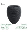 GloboStar® Artificial Garden NASHVILLE 20716 Επιδαπέδιο Πολυεστερικό Τσιμεντένιο Κασπώ Γλάστρα - Flower Pot Μαύρο Φ40 x Υ50cm