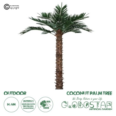 GloboStar® Artificial Garden COCONUT PALM TREE 20436 Τεχνητό Διακοσμητικό Φοινικόδεντρο Κοκοφοίνικας Υ600cm
