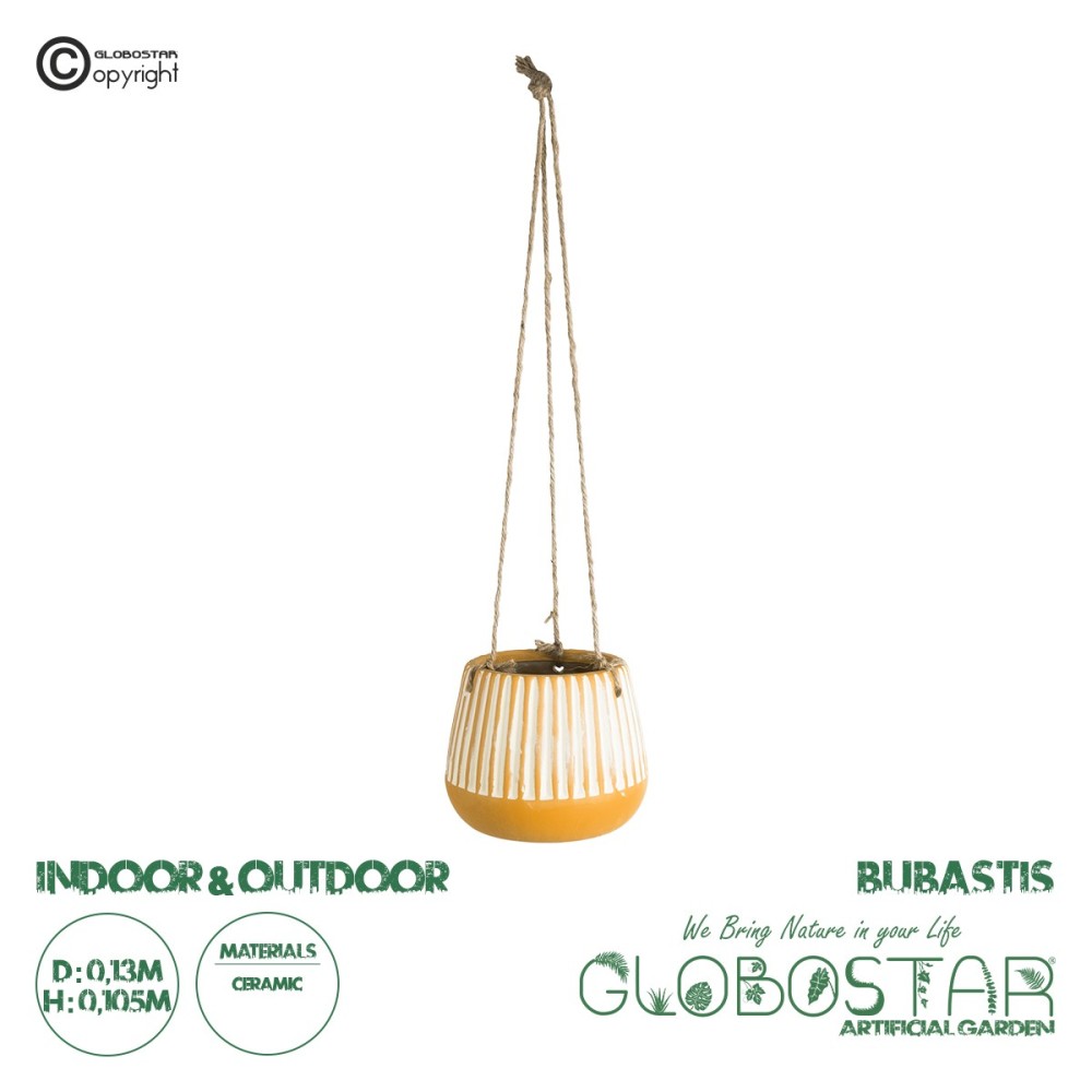 GloboStar® Artificial Garden BUBASTIS 20528 Κρεμαστό Διακοσμητικό Κεραμικό Κασπώ Γλάστρα - Flower Pot Πορτοκαλί με Λευκό Φ13 x Υ10.5cm