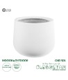 GloboStar® Artificial Garden CHELSEA 20802 Διακοσμητικό Πολυεστερικό Τσιμεντένιο Κασπώ Γλάστρα - Flower Pot Λευκό με Μαύρες Λεπτομέριες Μ25 x Π27 x Υ25cm