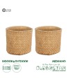 GloboStar® Artificial Garden MEDRANO 20799 ΣΕΤ 2 Διακοσμητικά Πολυεστερικά Τσιμεντένιά Κασπώ Γλάστρες - Flower Pots Μπεζ A:Φ25 x Υ23cm B:Φ25 x Υ23cm