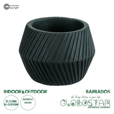 GloboStar® Artificial Garden BARBADOS 20538 Διακοσμητικό Κεραμικό Κασπώ Γλάστρα - Flower Pot Πράσινο Φ11 x Υ8.5cm