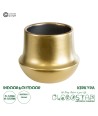 GloboStar® Artificial Garden KERKYRA 20547 Διακοσμητικό Κεραμικό Κασπώ Γλάστρα - Flower Pot Χρυσό Φ15 x Υ12.5cm