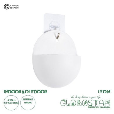 GloboStar® Artificial Garden LYON 20551 Διακοσμητικό Πλαστικό Κασπώ Γλάστρα - Flower Pot Λευκό Μ12 x Π6 x Υ13.5cm