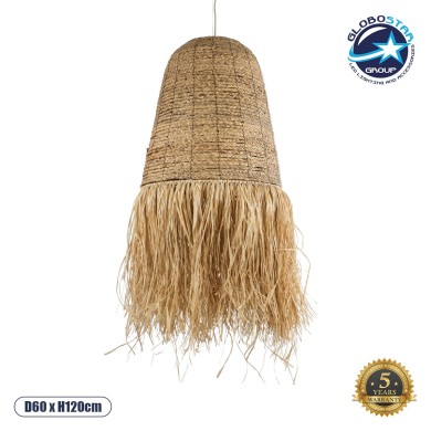 GLOBOSTAR® PORTOFERRAIO 02190 Boho Κρεμαστό Φωτιστικό Οροφής με Ντουί 1 x E27 AC 220-240V IP20 - Μπεζ - Μ60 x Π60 x Υ120cm