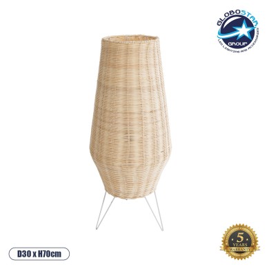GLOBOSTAR® BOLSON 02012 Boho Επιδαπέδιο Φωτιστικό με Ντουί 1 x E27 AC 220-240V IP20 - Μπεζ & Λευκό - Μ30 x Π30 x Υ70cm