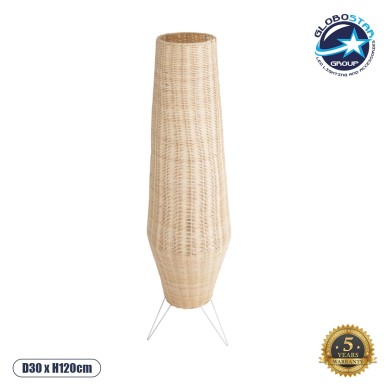 GLOBOSTAR® BOLSON 02013 Boho Επιδαπέδιο Φωτιστικό με Ντουί 1 x E27 AC 220-240V IP20 - Μπεζ & Λευκό - Μ30 x Π30 x Υ120cm