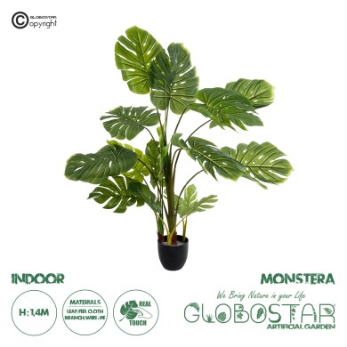GloboStar® Artificial Garden MONSTERA 20973 - Τεχνητό Διακοσμητικό Φυτό Μονστέρα Φ120 x Υ140cm