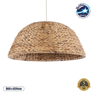 GLOBOSTAR® MANGATA 01847 Boho Κρεμαστό Φωτιστικό Οροφής με Ντουί 1 x E27 AC 220-240V IP20 - Μπεζ - Μ60 x Π60 x Υ28cm