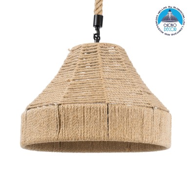 GLOBOSTAR® DOGMA 01609 Boho Κρεμαστό Φωτιστικό Οροφής με Ντουί 1 x E27 AC 220-240V IP20 - Μπεζ - Μ38 x Π38 x Υ28cm