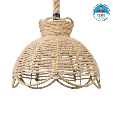 GLOBOSTAR® VENIER 01610 Boho Κρεμαστό Φωτιστικό Οροφής με Ντουί 1 x E27 AC 220-240V IP20 - Μπεζ - Μ35 x Π35 x Y26cm