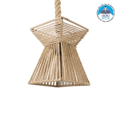 GLOBOSTAR® ROUGE 01611 Boho Κρεμαστό Φωτιστικό Οροφής με Ντουί 1 x E27 AC 220-240V IP20 - Μπεζ - Μ21 x Π21 x Y27cm