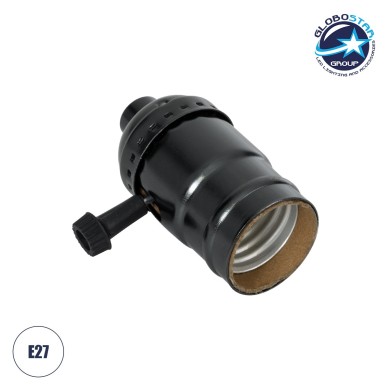 GloboStar® 78967 Ντουί Vintage Industrial Retro E27 με Διακόπτη ON-OFF - Μαύρο - Μ5.5 x Π3.6 x Υ7cm