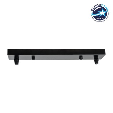 GLOBOSTAR® WALLBASE 77521 Γραμμική Μεταλλική Ροζέτα για Κρέμαση 2 Φωτιστικών - Μαύρο - Μ30 x Π5 x Υ2cm