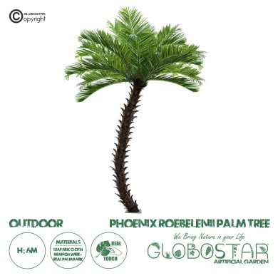GloboStar® Artificial Garden PHOENIX ROEBELENII PALM TREE 20597 Τεχνητό Διακοσμητικό Φυτό Φοινικόδεντρο Ρομπελίνι Εξωτερικού Χώρου IP68 UV Certified Protection Υ600cm