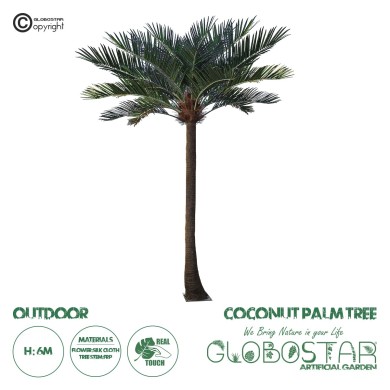 GloboStar® Artificial Garden COCONUT PALM TREE 20595 Τεχνητό Διακοσμητικό Φοινικόδεντρο Κοκοφοίνικας Υ600cm