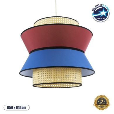 GLOBOSTAR® SAIGE 01919 Boho Κρεμαστό Φωτιστικό Οροφής με Ντουί 1 x E27 AC 220-240V IP20 - Πολύχρωμο - Μ50 x Π50 x Υ43cm
