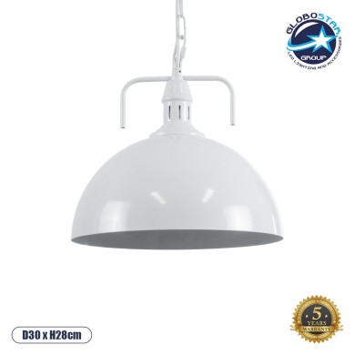 GLOBOSTAR® LARKIN 01174 Vintage Κρεμαστό Φωτιστικό Οροφής με Ντουί 1 x E27 AC 220-240V IP20 - Λευκό - Μ30 x Π30 x Y28cm