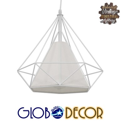 GLOBOSTAR® KAIRI 01619 Μοντέρνο Κρεμαστό Φωτιστικό Οροφής με Ντουί 1 x E27 AC 220-240V IP20 - Λευκό - Μ38 x Π38 x Υ39cm