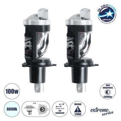 GloboStar® 81506 H4 X10 360° Line KIT Βασικού Φωτισμού Αυτοκινήτου & Μοτοσυκλέτας 3nd Generation Can-Bus Series LED CREE CXB 100W 11000lm DC 12V Αδιάβροχο IP56 Ψυχρό Λευκό 6000K - 2 Χρόνια Εγγύηση