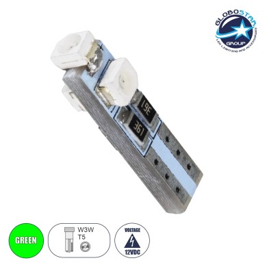 GloboStar® T5 81032 Λάμπα Αυτοκινήτου LED 3xSMD1210 0.48W 18lm 360° DC 12-16V IP20 Φ0.6 x Υ2cm Πράσινο