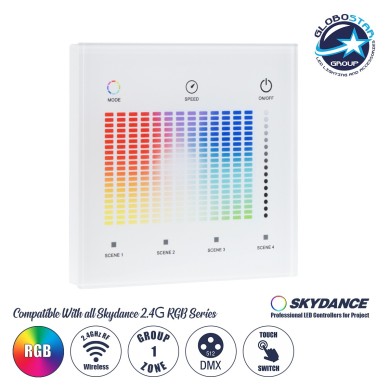 GloboStar® 73152 T13-S SKYDANCE Ασύρματο DMX512 Επιτοίχιο Χειριστήριο RF 2.4Ghz 1 Group για όλα τα SKYDANCE DMX512 Controller AC 100-240V Max 0.1A - IP20 Μ8.5 x Μ8.5 x Π8.5 x Υ3.5cm - 5 Χρόνια Εγγύηση