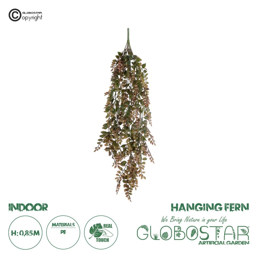 GloboStar® Artificial Garden HANGING FERN BRANCH  20828 Τεχνητό Διακοσμητικό Κρεμαστό κλαδί Φτέρης Μ30 x Π10 x Υ85cm