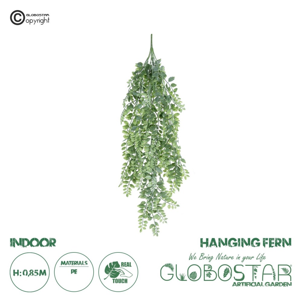 GloboStar® Artificial Garden HANGING FERN BRANCH  20831 Τεχνητό Διακοσμητικό Κρεμαστό κλαδί Φτέρης Μ30 x Π10 x Υ85cm