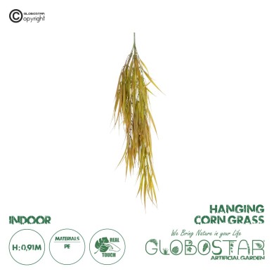 GloboStar® Artificial Garden HANGING CORN GRASS 20824 Τεχνητό Διακοσμητικό Κρεμαστό κλαδί Καλαμπόκι Μ23 x Π10 x Υ91cm
