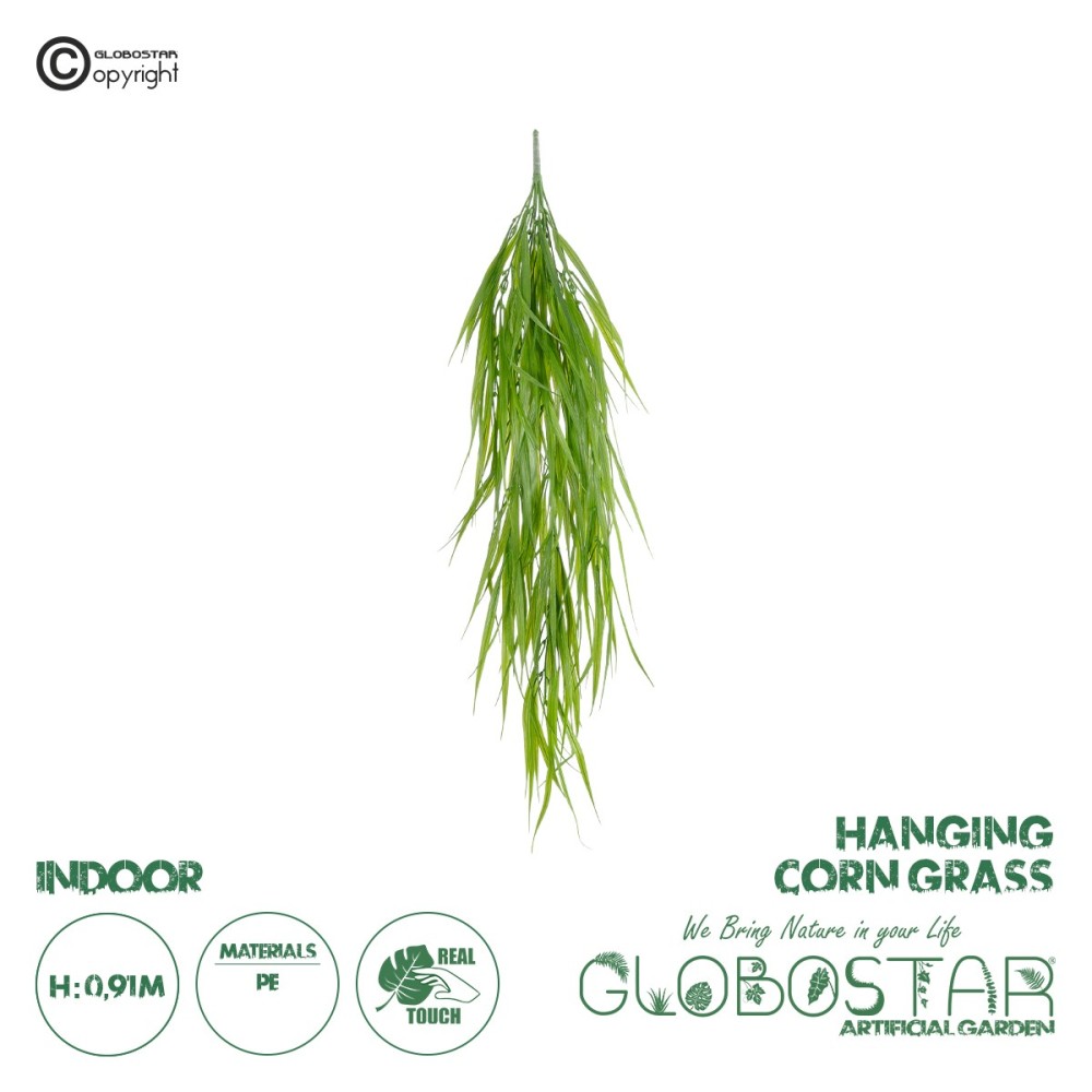 GloboStar® Artificial Garden HANGING CORN GRASS  20825 Τεχνητό Διακοσμητικό Κρεμαστό κλαδί Καλαμπόκι Μ23 x Π10 x Υ91cm