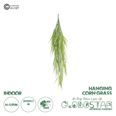 GloboStar® Artificial Garden HANGING CORN GRASS  20827 Τεχνητό Διακοσμητικό Κρεμαστό κλαδί Καλαμπόκι Μ23 x Π10 x Υ91cm