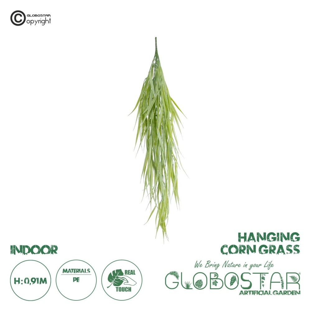 GloboStar® Artificial Garden HANGING CORN GRASS  20827 Τεχνητό Διακοσμητικό Κρεμαστό κλαδί Καλαμπόκι Μ23 x Π10 x Υ91cm