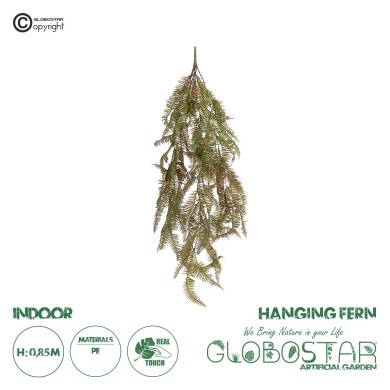 GloboStar® Artificial Garden HANGING FERN BRANCH  20832 Τεχνητό Διακοσμητικό Κρεμαστό κλαδί Φτέρης Μ30 x Π8 x Υ87cm