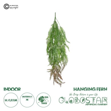 GloboStar® Artificial Garden HANGING FERN BRANCH 20834 Τεχνητό Διακοσμητικό Κρεμαστό κλαδί Φτέρης Μ30 x Π8 x Υ87cm