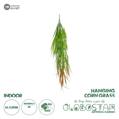 GloboStar® Artificial Garden HANGING CORN GRASS  20826 Τεχνητό Διακοσμητικό Κρεμαστό κλαδί Καλαμπόκι Μ23 x Π10 x Υ91cm