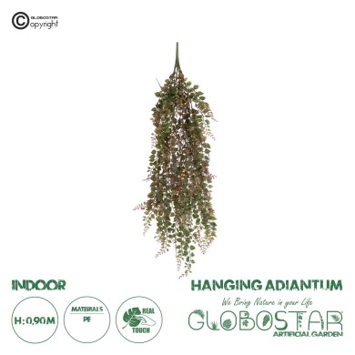 GloboStar® Artificial Garden HANGING ADIANTUM 20836 Τεχνητό Διακοσμητικό Κρεμαστό Κλαδί Αδίαντο Μ20 x Π6 x Υ90cm