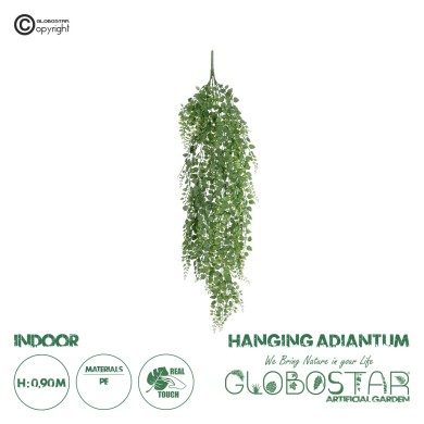 GloboStar® Artificial Garden HANGING ADIANTUM 20837 Τεχνητό Διακοσμητικό Κρεμαστό Κλαδί Αδίαντο Μ20 x Π6 x Υ90cm