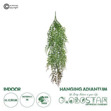 GloboStar® Artificial Garden HANGING ADIANTUM 20838 Τεχνητό Διακοσμητικό Κρεμαστό Κλαδί Αδίαντο Μ20 x Π6 x Υ90cm